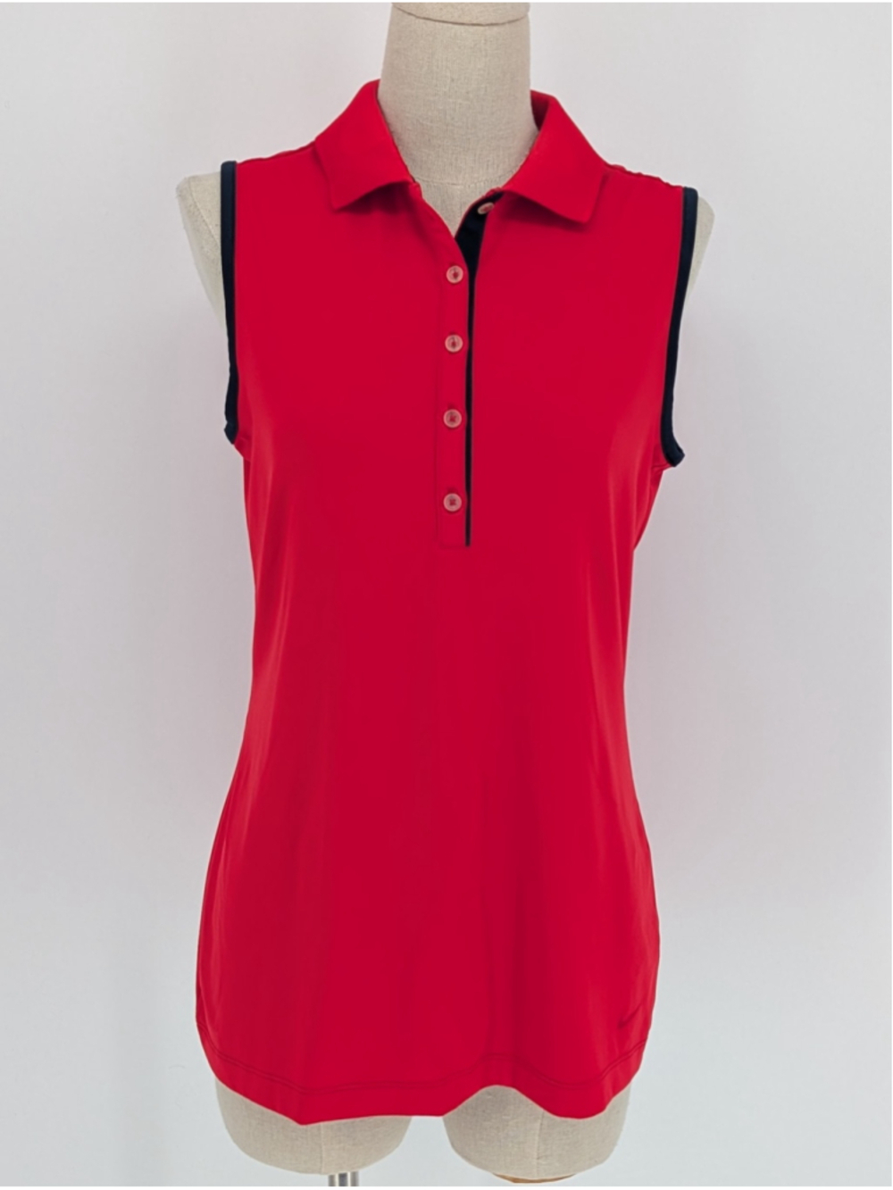 Nike Golf Tour Performance Polo S Red Black Dri-FIT Tonal Polka Dot Collar SP13